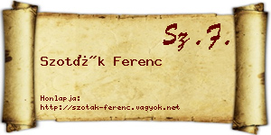 Szoták Ferenc névjegykártya