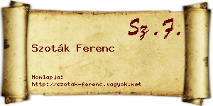 Szoták Ferenc névjegykártya